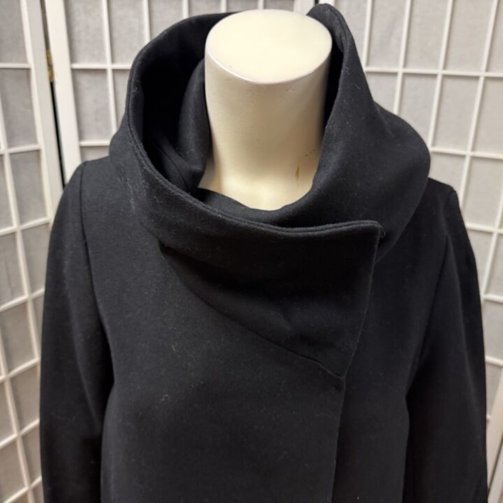 Zara Basic,Woman,Coat,Jacket,Black,Sz Xs,Buttons,Hood,Long Sleeve,Cross neck.! - Picture 7 of 12